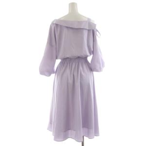 Noela ワンピース ひざ丈 五分袖 ワンショルダー フレア F 紫 パープル 5823011 /RR