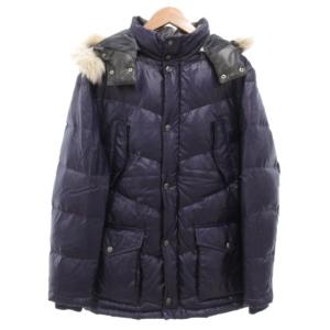 ダウンコート フード付 ファー ジップアップ L 紫 パープル /GV