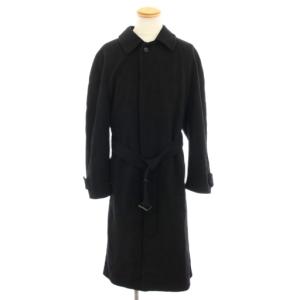ステンカラーコート アウター ヴィンテージ ウール ベルト 46 黒 ブラック /YT