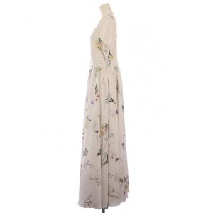 FRAY I.D 25SS ボタニカルプリントキャミソールワンピース フレア マキシ ロング Vネック 花柄 1 白 ホワイト