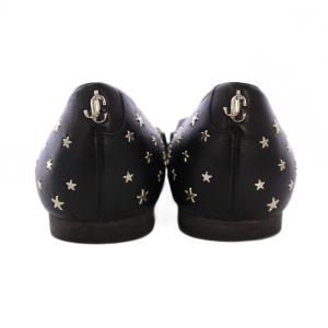 JIMMY CHOO スタースタッズフラットシューズ パンプス フラット スクエアトゥ レザー 36 黒 /BM