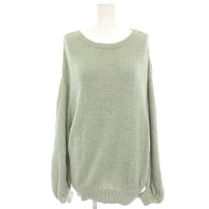 22SS テープヤーンクループルオーバー ニット カットソー 麻 リネン混 長袖 薄緑 ライトグリーン
