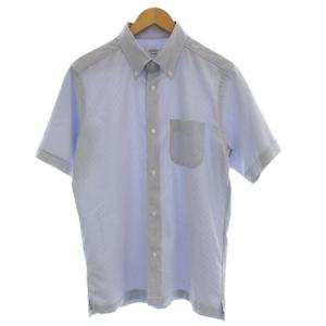 TROTTER シアサッカー シャツ H1M59-341-28 ストライプ 半袖 ボタンダウン 40 水色