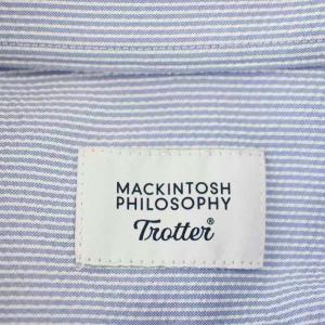 MACKINTOSH PHILOSOPHY MACKINTOSHPHILOSOPHY TROTTER シアサッカー シャツ H1M59-341-28 ストライプ 半袖 ボタンダウン 40 水色