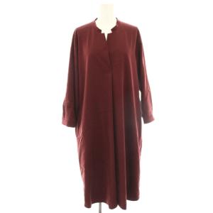 ワンピース ひざ丈 七分袖 スリットネック 38 ボルドー OPWOHA0308 /HN