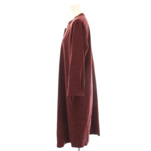 23区 ワンピース ひざ丈 七分袖 スリットネック 38 ボルドー OPWOHA0308 /HN
