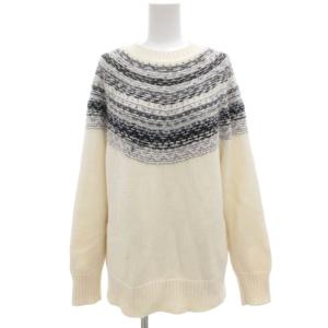 22AW フェアアイル ニット セーター 長袖 アルパカ混 38 グレー 白 ホワイト KRWONW0561