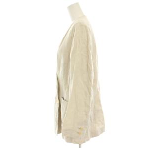 IENA フレンチリネンツイルWブレストJK ノーカラージャケット 麻 36 アイボリー 20010900013020