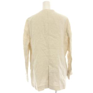 IENA フレンチリネンツイルWブレストJK ノーカラージャケット 麻 36 アイボリー 20010900013020