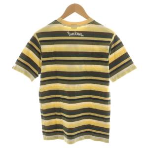 A BATHING APE × カウズ KAWS Tシャツ カットソー 半袖 ボーダー柄 ロゴ プリント S マルチカラー 緑 グリーン