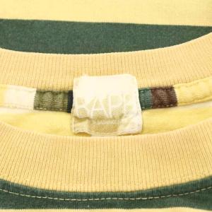 A BATHING APE × カウズ KAWS Tシャツ カットソー 半袖 ボーダー柄 ロゴ プリント S マルチカラー 緑 グリーン