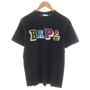 Tシャツ カットソー 半袖 ロゴ プリント M 黒 ブラック /AN49