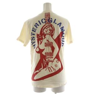 HYSTERIC GLAMOUR Tシャツ カットソー 半袖 ギター柄 ロゴ F ベージュ 赤 レッド 2CT-9780 /AN31