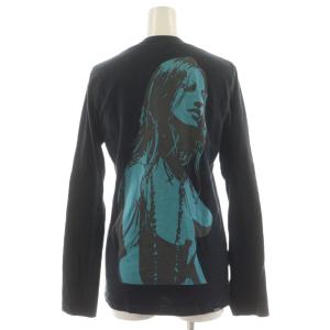 HYSTERIC GLAMOUR Tシャツ カットソー 長袖 ロゴ F 黒 ブラック 水色 ライトブルー 2CL-9210/AN40