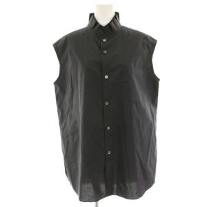 25AW フリルネックノースリーブシャツ ブラウス 黒 ブラック 25050900935030 /HN