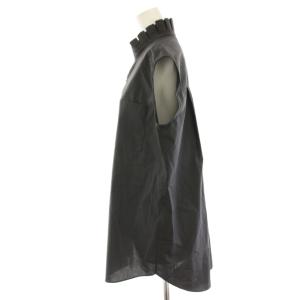 IENA 25AW フリルネックノースリーブシャツ ブラウス 黒 ブラック 25050900935030 /HN