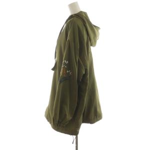 ScoLar パーカー プルオーバー 内側フリース ロゴ 刺繍 蝶 花柄 M カーキ /AN18