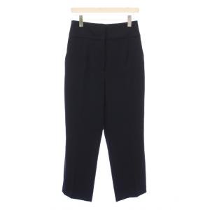 デザインハイウエストパンツ スラックス ストレート ジップフライ 無地 ワンカラー 40 紺 ネイビー