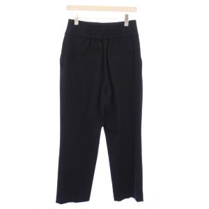 IENA デザインハイウエストパンツ スラックス ストレート ジップフライ 無地 ワンカラー 40 紺 ネイビー