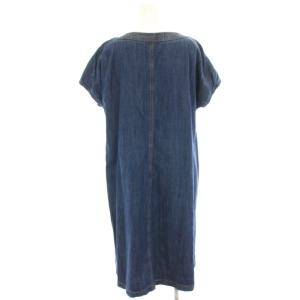 JOCOMOMOLA デニムワンピース ひざ丈 フラワー刺繍 半袖 40 インディゴ GJEAD-33190 /HN