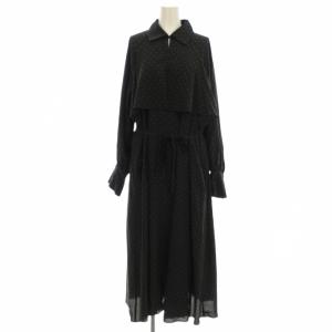 25SS ドットサッシュワンピース 25040900927110 ロング ワンピース 水玉 長袖 F 黒