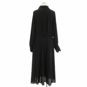 IENA 25SS ドットサッシュワンピース 25040900927110 ロング ワンピース 水玉 長袖 F 黒