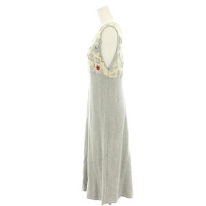 Jocomomola de Sybilla ニットワンピース ノースリーブ 刺繍 ミモレ ロング 40 グレー GJFDW-42170 /HN