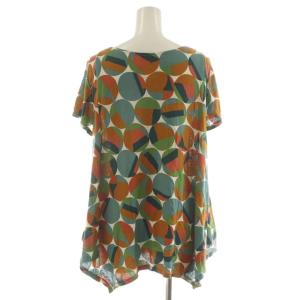 Jocomomola de Sybilla Tシャツ カットソー 半袖 総柄 コットン 40 茶 ブラウン 水色 ライトブルー 白 ホワイト GJKGE-43150