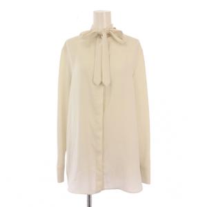 23SS marvine jens バンドカラーシャツ ブラウス ボウタイ 長袖 ストレッチ 40 白