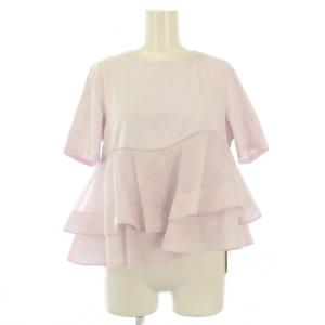 25SS 異素材ペプラムTシャツ カットソー 半袖 クルーネック チュール 切替 F ピンク タグ付き