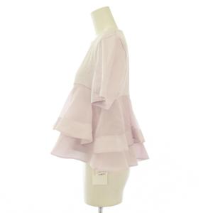SNIDEL 25SS 異素材ペプラムTシャツ カットソー 半袖 クルーネック チュール 切替 F ピンク タグ付き