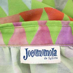 Jocomomola de Sybilla トライアングルモチーフ カットソーブラウス GJBDE-35170 シャツ 長袖 総柄 40 緑 グリーン