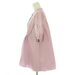 UNITED ARROWS 24SS EMBOS ピンタックショートスリーブブラウス シャツ バンドカラー 半袖 F ピンク 1516-162-1539