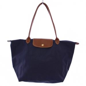 トートバッグ ハンドバッグ ナイロン レザー ネイビー /BM