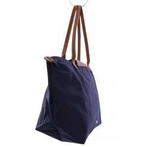 Longchamp トートバッグ ハンドバッグ ナイロン レザー ネイビー /BM