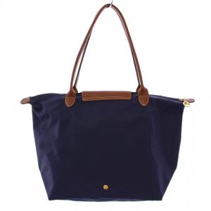 Longchamp トートバッグ ハンドバッグ ナイロン レザー ネイビー /BM