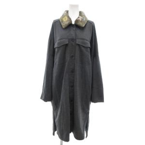 シャツワンピース M グレー フェイクファー襟 /UO