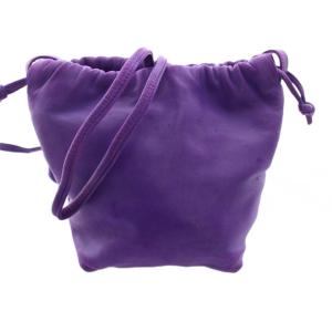 LOEWE 巾着バッグ レザー パープル