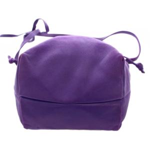 LOEWE 巾着バッグ レザー パープル