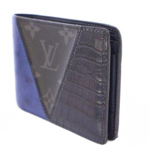 LOUIS VUITTON ポルトフォイユ ミュルティプル クロコ オーストリッチ レザー モノグラム キャンバス
