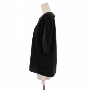 23区 25AW シルエットスムースコンビ バックフレア カットソー 半袖 クルーネック 38 黒 KKWOGA0133