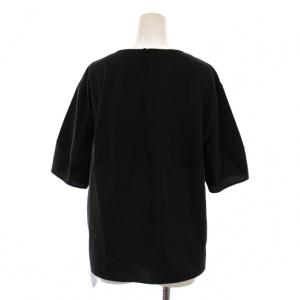 23区 25AW シルエットスムースコンビ バックフレア カットソー 半袖 クルーネック 38 黒 KKWOGA0133