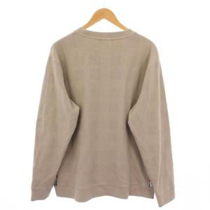 BLACK LABEL CRESTBRIDGE Tシャツ ロンT 長袖 クルーネック ストレッチ チェック柄 切替 LL グレージュ /BB