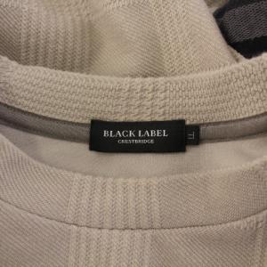 BLACK LABEL CRESTBRIDGE Tシャツ ロンT 長袖 クルーネック ストレッチ チェック柄 切替 LL グレージュ /BB