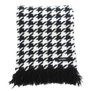 1PIU1UGUALE3 マフラー ストール フリンジ ウール 黒 ブラック 白 ホワイト 千鳥格子柄 /GV