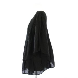 NE QUITTEZ PAS! コットンボイルレースピンタックポンチョ シャツ ブラウス プルオーバー 七分袖 刺繍 F 黒 ブラック