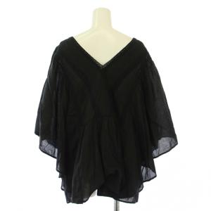NE QUITTEZ PAS! コットンボイルレースピンタックポンチョ シャツ ブラウス プルオーバー 七分袖 刺繍 F 黒 ブラック