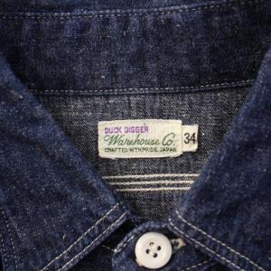 WAREHOUSE デニムシャツ カジュアル 長袖 レギュラーカラー 無地 34 インディゴ /BB