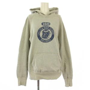 プルオーバーパーカー スウェット 長袖 ストレッチ ロゴ プリント S グレー /BB