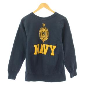 リバースウィーブ スウェット トレーナー 長袖 クルーネック ロゴ プリント 裏起毛 S 紺 ネイビー